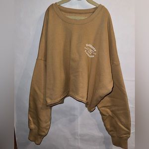 Hollister sweatshirt, light brown and cropped.